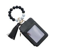 Générique Key Wallet Bracelet - Beaded Wood Clover Wallet - Great for Travel, Party, Wedding, Shopping, Holiday, Dating, Black, Se référer au descriptif, Refer to description
