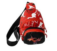 Générique Kid's Shoulder Bag - Dinosaur Cross Body Sling Bag | Children's Messenger Cross Body Backpack | For Boys Girls Hiking Lightweight Adjustable Casual School Travel , Red, Se référer
