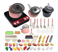 Générique Kitchen Accessories Toy, 71 Pieces of Cooking Utensils for Role Play - Cooking Toy with Sounds for Learning Baking, for Girls and Boys from 3 to 8 Years Old Party