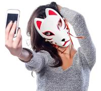 Générique Kitsune Japanese Mask - Classic Fox Costume Mask, Traditional Japanese Cosplay Accessory | Decorative Clothing Accessory, Masked Adjustable Lightweight for Meeting