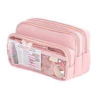 Générique Large Capacity School Pencil Case Makeup Pencil Case Organiser for High School College Office Students Teenagers Adults, Pink, Large Capacity Multilayer Stationery Bag