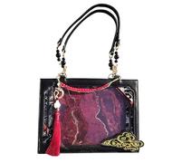 Générique Large Tote Bag | Casual Shoulder Bag - Transparent Window Large Capacity Travel Accessories for Weekend Holiday Beach, black and red, Se référer à la description