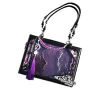 Générique Large Tote Bag | Casual Shoulder Bag - Transparent Window Large Capacity Travel Accessories for Weekend Holiday Beach, Purple / Black, Se référer à la description