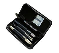 Générique Leather Pen Case - Vintage Organizer Bag with 3 Compartments - Ink Pen Holder | for Office School Studies Art Drawing Journal Creative Travel Home, Black, Se référer au descriptif, Refer to