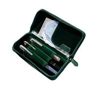 Générique Leather Pen Pen Case Vintage Office Pencil Case with 3 Compartments | Fountain Pen Storage Case for Home Office School Study Drawing Journalism Travel, Green, Se référer au