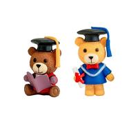 Générique Little Bear Graduate - 2 Piece Animal Figurine with Graduation Hat, Bear Figurine, for Students, Kindergarten, High School, University, Party, Shelf, Bedside Table