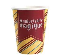 Générique Magical Birthday Disposable Cups, 10 Pack, Burgundy Red/Blue/Yellow, Wizard Theme (Cups)