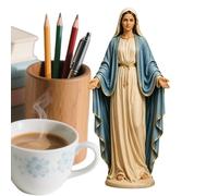 Générique Mary Statue - Resin 12cm | Open Arms Religious Figurine | Serene Desktop Bookshelf Mantel Decor for Home Living Room Bedroom Bathroom Entryway Shelf Cabinet