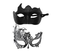 Générique Masquerade Set for Couples Masquerade Set for Couples - 2X Face Covers with Blindfold for Her and Him