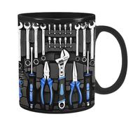 Générique Mechanic Tool Box Mug, Mechanic Mug | Black Ceramic Coffee for Tea and Large Capacity Whiskey, Beer, Juice, Soup Water
