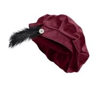 Générique Medieval Hat for Men | Soft Tudor Beret with Feathers Head Circumference 62 cm | Elizabethan Medieval Headdress for Masked Ball and Costume Party for End of the Year and Show