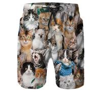 Générique Men's Bermuda Cargo Lightweight Double Layer Elastic Waist Swim Shorts with Tropical Pockets, b, XXL