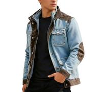 Générique Men's Denim Jacket Lightweight Jacket for Spring Summer Mid Season Cowboy Shirt Jacket Man Windproof Cargo Overshirt Vintage Classic Casual Casual, Blue, XL