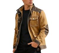Générique Men's Denim Jacket Lightweight Jacket for Spring Summer Mid Season Cowboy Shirt Jacket Man Windproof Cargo Overshirt Vintage Classic Casual Casual, khaki, L