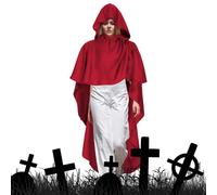 Générique Men's Hooded Cape | Renaissance Cape for Halloween Costume for Vampire Goth Halloween Party Renaissance Cosplay Wedding Ghost, Red, Se référer au descriptif