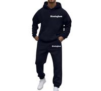 Générique Men's Jogging Set Birmingham Printed Hoodie And Pants Casual Casual Casual Winter Two Piece Tracksuit Fleece Urban Comfort Set Athleisure Fashion Trend Streetwear, Navy blue, XXL