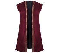 Générique Men's Long Coat Gothic Steampunk Cape Hooded Medieval Trench Vampire/Wizard Cosplay Costume Halloween Renaissance Pirate Horse Armour Medieval Long Vest Embroidered Jacket, Red, XL