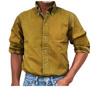 Générique Men's Long Sleeve T-Shirt Medieval Casual Comfortable Plain Button Down Shirt