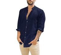 Générique Men's Long Sleeve T-Shirt, Medieval Shirt Casual Plain Button Lapel