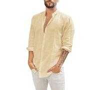 Générique Men's Long Sleeve T-Shirt, Medieval Shirt Casual Plain Button Lapel
