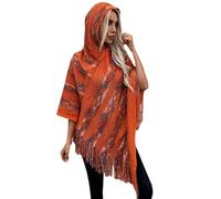 Générique Men's Poncho Long Fringe Capes Knit Shawl Mexican Hoodie Soft Asymmetrical Warm Pullover Dance Fringe, khaki, One Size