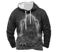 Générique Men's Skull Hoodies Hoodies Halloween Ridiculous Sweatshirt Retro Medieval Gothic Steampunk Pullover Printed Horror Jogging Jacket Y2k Halloween Costumes Men, Black, 5XL