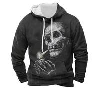 Générique Men's Skull Hoodies Hoodies Halloween Ridiculous Sweatshirt Retro Medieval Gothic Steampunk Pullover Printed Horror Jogging Jacket Y2k Halloween Costumes Men, I Black, 4XL
