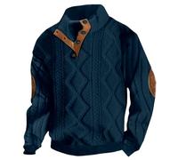 Générique Men's Sweatshirt Viking Norse Mythology Medieval Hoodies Round Neck Hoodies Buttoned Pullover Stand Collar Knit Pullover Ethnic Inspired Tactical Sweater Man, Marine, 3XL
