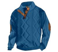 Générique Men's Sweatshirt Viking Norse Mythology Medieval Hoodies Round Neck Hoodies Buttoned Pullover Stand Collar Knit Pullover Ethnic Inspired Tactical Sweater Man, Blue, XL