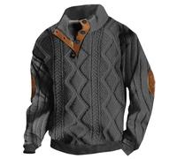 Générique Men's Sweatshirt Viking Norse Mythology Medieval Hoodies Round Neck Hoodies Buttoned Pullover Stand Collar Knit Pullover Ethnic Inspired Tactical Sweater Man, grey, XL