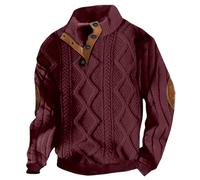 Générique Men's Sweatshirt Viking Norse Mythology Medieval Hoodies Round Neck Hoodies Buttoned Pullover Stand Collar Knit Pullover Ethnic Inspired Tactical Sweater Man, Wine, XL