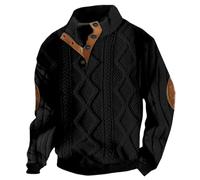 Générique Men's Sweatshirt Viking Norse Mythology Medieval Hoodies Round Neck Hoodies Buttoned Pullover Stand Collar Knit Pullover Ethnic Inspired Tactical Sweater Man, Black, S
