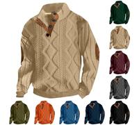 Générique Men's Sweatshirt Viking Norse Mythology Medieval Hoodies Round Neck Hoodies Buttoned Pullover Stand Collar Knit Pullover Ethnic Inspired Tactical Sweater Man, khaki, XL