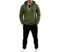 Générique Men's Tracksuit 1/4 Zip Hoodie With Hood Pants Jogging Pocket Set 2 Pieces Warm And Comfortable Clothing Street Hip-Hop Skateboard Clothing, Green, XXL