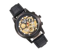 Générique Men's Watch Mechanical, Business Leather Strap Wristwatch, Date Display, Elegant Design, Fashion Accessory, Ideal for Formal and Casual Wear, 40 mm Diameter, 50 g, Black, Se référer au