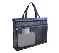 Générique Mesh Art Supply Bag, A3 Clear Storage Tote with Handle and Zipper, Large Waterproof Organizer for Posters, Painting, Teaching Materials, 17 x 13 x 4.4 inches, Black, Khaki, Blue, Green, blue