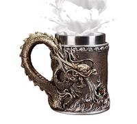 Générique Metal Coffee Glasses - Dragon Design, Retro Funny Tea Glasses | Chinese Style Embossed Coffee Glasses Long Lasting, Hot & Cold Tea, Milk, Water, Juice, For Men And Women,