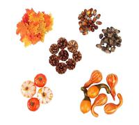 Générique Mini Artificial Pumpkins, Autumn Pumpkins, Velvet Pumpkins, Artificial Maple Leaves Pine Cones, for Thanksgiving, Halloween (E)