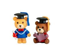 Générique Mini Ceremony Bear - 2 Pieces Animal Figurine with Graduation Hat | Bear Figurines | for Students Kindergarten Class High School University Party Shelf Bedside Table