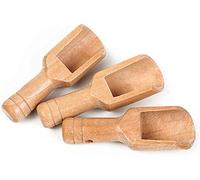 Générique Mini Wooden Spoon with Handle Round Bathroom Salt Spoon Wooden Handle Kitchen Accessories for Spices Dried Fruits Salt Flour Spoon