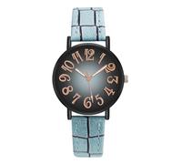 Générique Minimalist Watch, Wrist Watch, Large Dial Second Hand, Arabic Dress, Casual Numerals for Small Wrists, Leather Band, Elegant Korean Style Ladies, 16 mm Strap, 9.65 inches, Light Blue1, Se