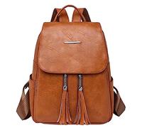 Générique Mochila informal de capacidad con cremallera de borla de cuero de color sólido a la moda para mujer, brown, Taille unique, Traditional Backpacks