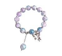 Générique Multiple Silver Bangle Rings Handmade Beads Female Bracelet Ice Crack Broken Flower Beads Mum Mm Bracelet Rings (E, One Size)
