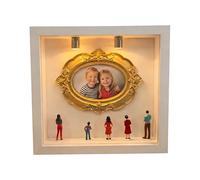 Générique Museum Silhouette Box with Precious Memories with Mini Gold Frames and Figurines, DIY Mini Display Case, for Valentine's Day, Birthday, Parties
