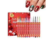 Générique Nail Marker - 12 Colours Christmas Nail Polish Pens | Contour Markers - For Party, Evening, Wedding, Meeting, Formal or Casual, Home, Salon, Manicure,