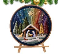 Générique Nativity Embroidery Set - The Holy Story - Complete Embroidery Kit With Pre-Printed Fabric - Christmas Stitch Kit | Festival Works, Hanging