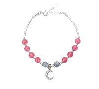 Générique Natural Plated Wrist 4 Rings Of Natural Gemstones The Mysterious Luster Of And The Sweet Color Of Strawberry Quartz 4 Precious Beads Beaded Classic Bracelet, one size, Zinc alloy, No