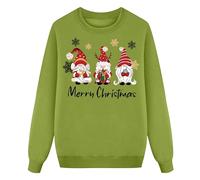 Générique Noël Children's Basic Crew Neck Sweatshirt with Santa and Letters Print for Girls (Green, 3-4 Years)