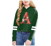 Générique Noel Vetement Children's Long-Sleeved Hoodie with Trendy Print (Green, 8-9 Years)