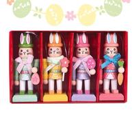 Générique Nutcracker Figurines, 4 Pieces Easter Wooden Table Decorations - Desk Rabbit Sculpture 10.5 cm - for Office, Home, Bedroom, Fireplace Mantel, Parties, Library, Party